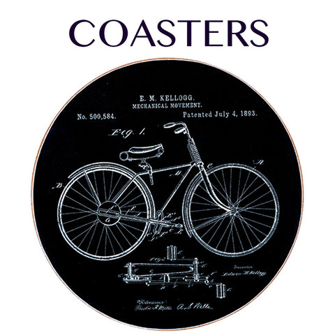Vintage bicycle print coaster
