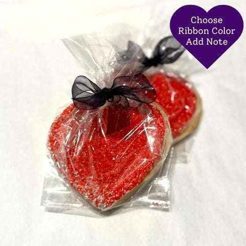 Red Heart-Shaped Sugar Cookie Favor
