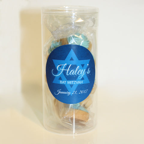 Bat Mitzvah Cookie Favors decorated sugar cookies and custom logo