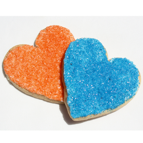 Heart Shaped Sugar Cookies  Blue and Orange Sprinkles