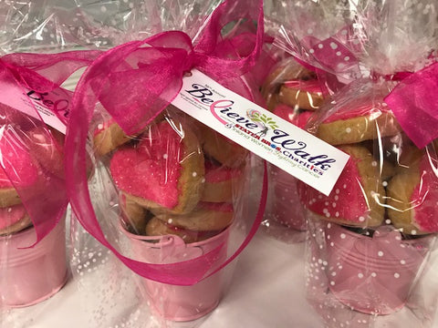 pink heart shaped cookie favors supporting breast cancer awareness