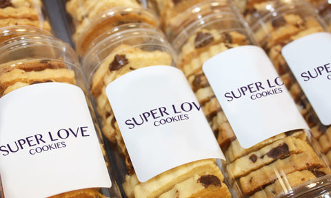 crisp chocolate chip sugar cookies in personalized gift tube