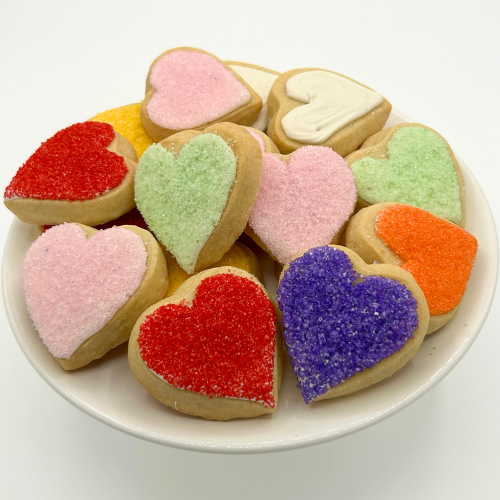 Rainbow Sugar Cookie Hearts with sprinkles. Natural ingredients
