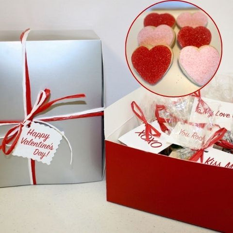 Valentine's Cookie Gift. Individually wrapped large pink and red sugar cookie hearts