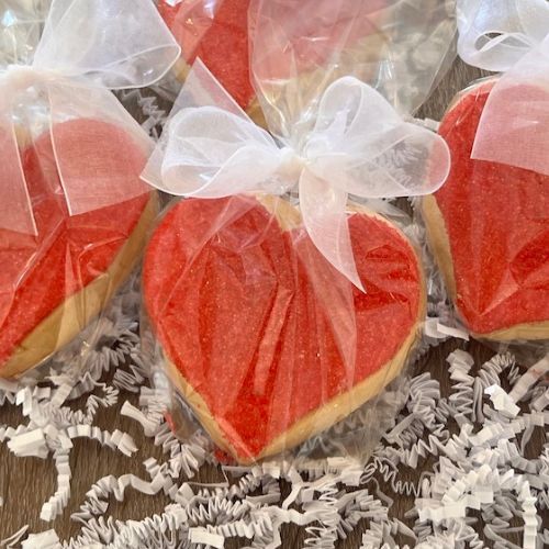 Red Heart-Shaped Sugar Cookie Favor