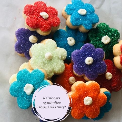 RAINBOW FLOWER SHAPED SUGAR COOKIES | 14 COOKIES