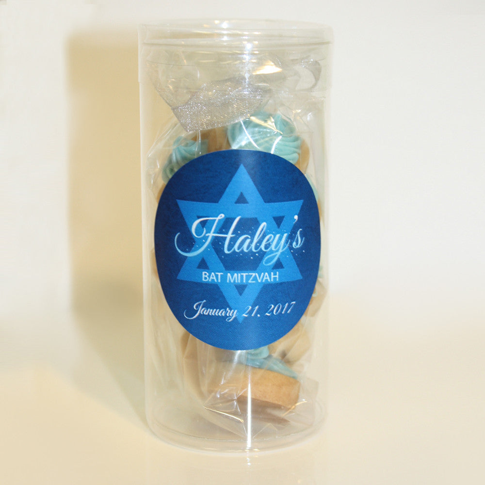 Bat Mitzvah Cookie Favors decorated sugar cookies and custom logo