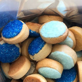blue colored sugar cookies baked fresh with premium chocolate by Super Love Cookies