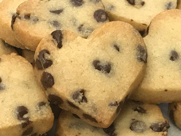 Heart shaped chocolate chip sugar cookies