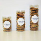 Mixed chocolate chip in three sizes. Personalize Cookie Gift tubes in three sizes