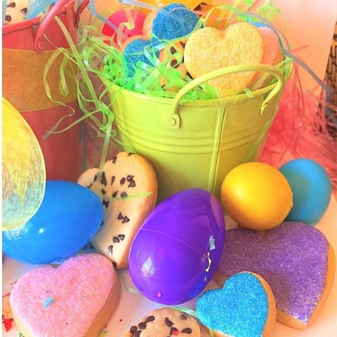 Easter basket gift filled with sprinkled sugar cookies | keepsake green pail
