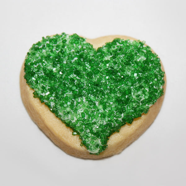 Green Heart Shaped Sugar Cookies | 16 Cookies 1.5"