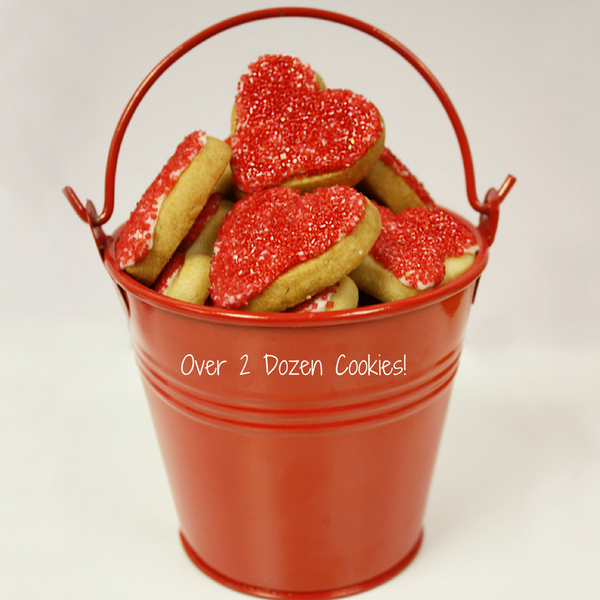 RED HEART SHAPED SUGAR COOKIE "Love Bucket" (MED)