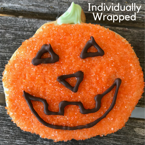 Pumpkin face decorated sugar cookie Halloween trick-o-treat gift