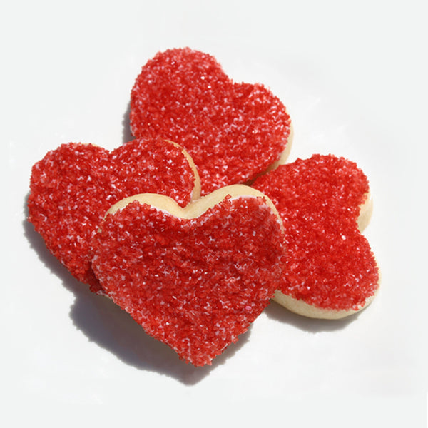 Red Heart-Shaped Sugar Cookies for Valentine's Day