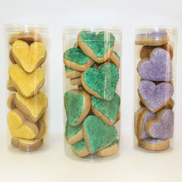 Heart-Shaped Sugar Cookies Purple Yellow Green