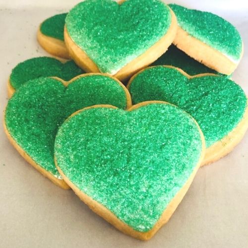 green heart shaped cookies natural sprinkles Easter cookie gift